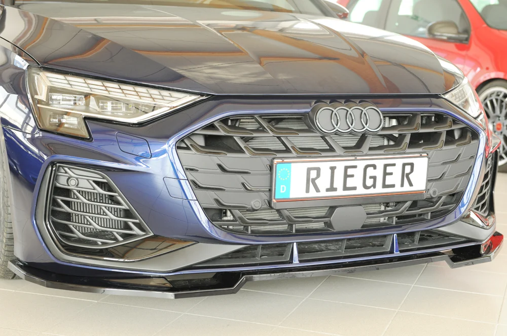 Divisor Frontal Rieger Audi S3, A3 S-Line 8Y 2024+ - Preto Brilhante