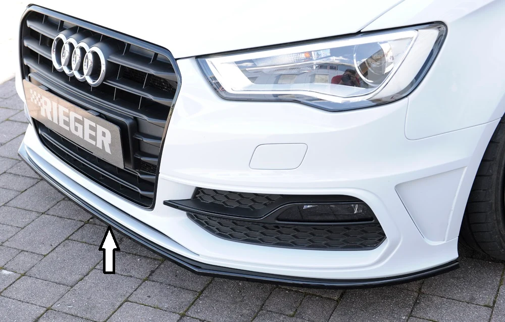 Divisor Frontal Rieger Audi S3, A3 S-Line 8V - Preto Brilhante