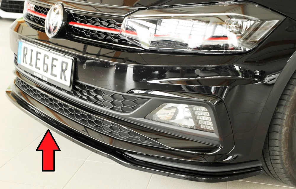 Divisor Frontal Rieger VW Polo AW GTI 2017/2021 - Preto Brilhante