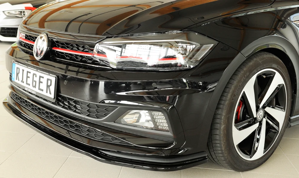 Divisor Frontal Rieger VW Polo AW GTI 2017/2021 - Preto Brilhante