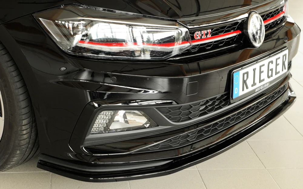 Divisor Frontal Rieger VW Polo AW GTI 2017/2021 - Preto Brilhante