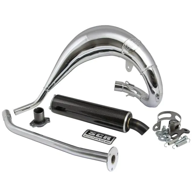 Escape SCR Cross Feito à Mão 50-70cc Derbi DRD Pro cromado-carbono