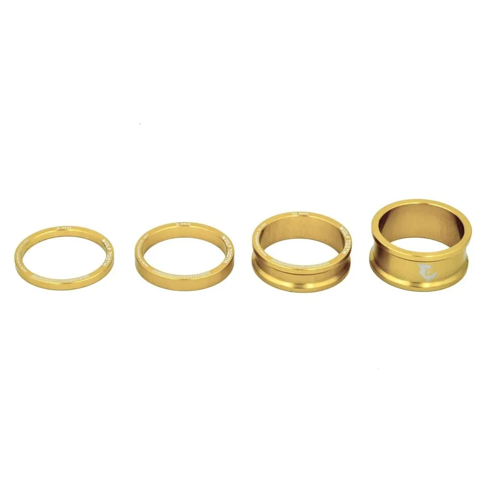 Espaçadores de cabeç de alumínio WOLF TOOTH 4 peças 1"1/8 Ouro