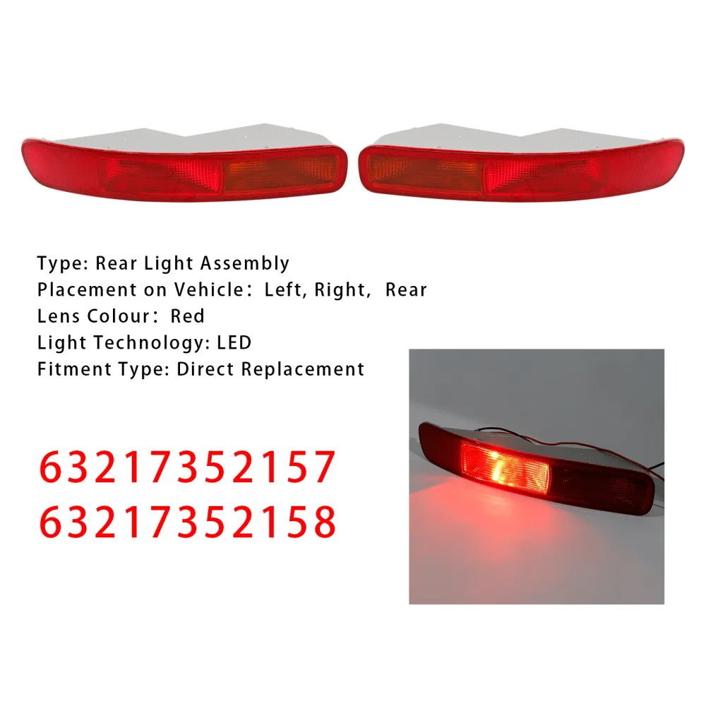 Esquerda+luz do para-choque traseiro LED direita 63217352157 58 Para o Mini Clubman F54 2016-2024