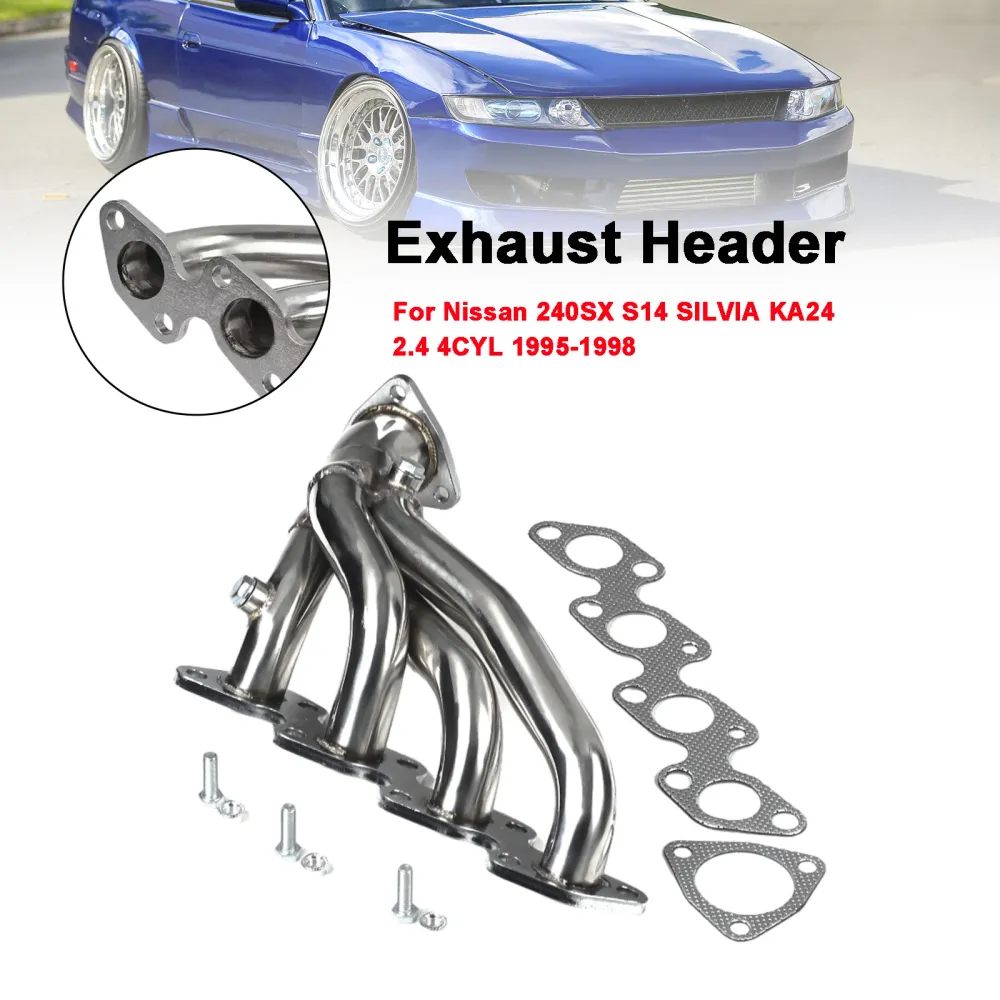 Exaustão do coletor de cabeçalho de ço inoxidável para Nissan 240SX S14 KA24DE 1995-1998
