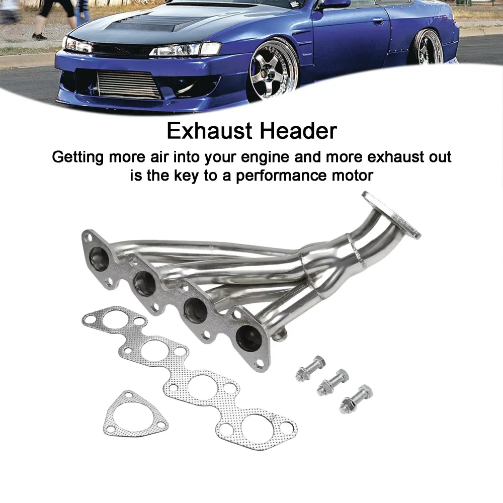 Exaustão do coletor de cabeçalho de ço inoxidável para Nissan 240SX S14 KA24DE 1995-1998