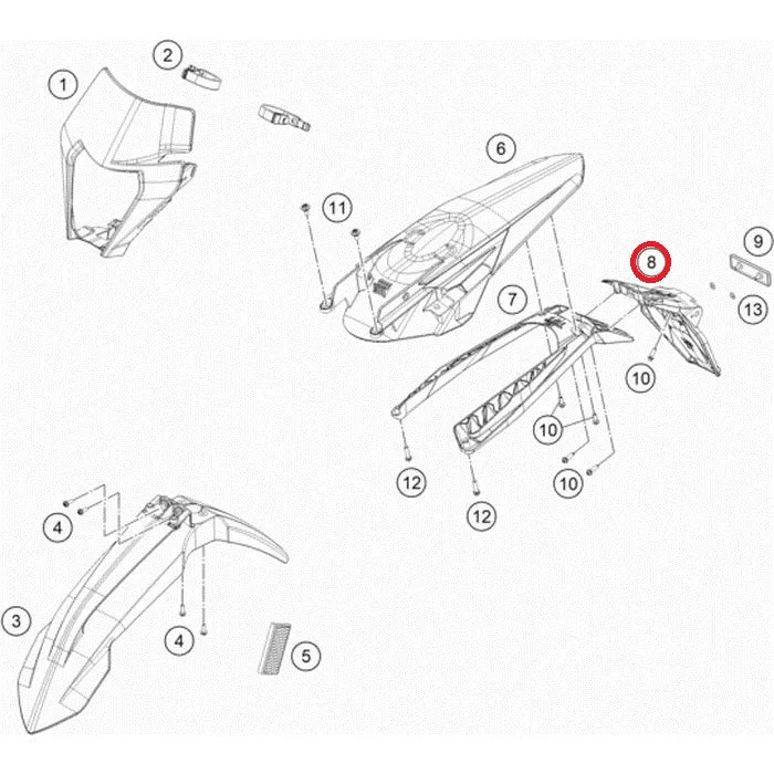 Extensão de Porta-matrícula Original KTM EXC/EXC-F 20-23