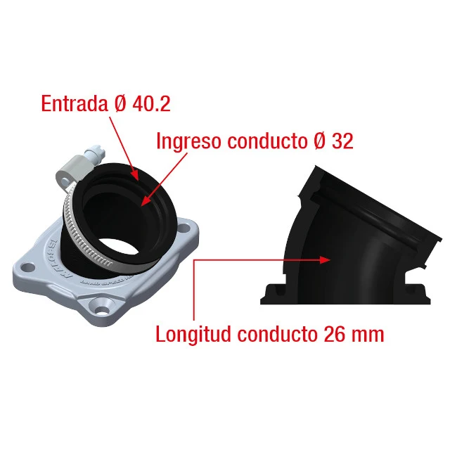 Falange de admissão Minarelli AM6 d.40mm 360º Malossi