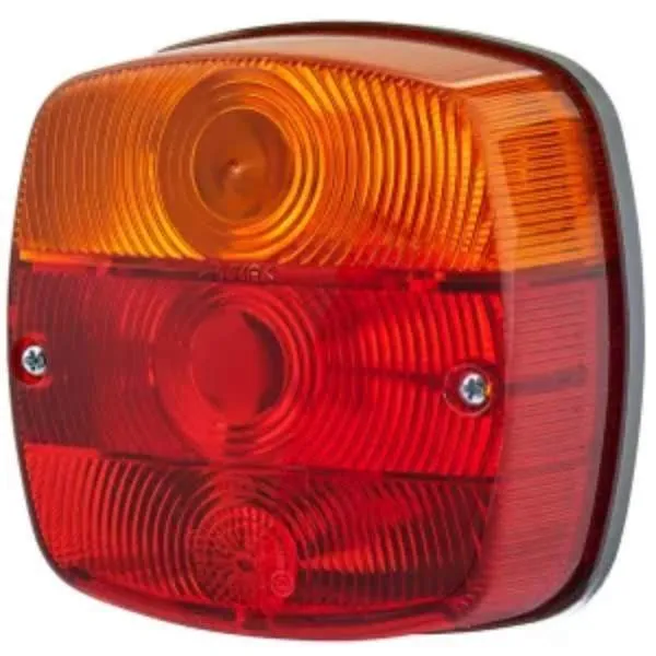 Farol traseiro quadrado 12/24V vermelho/laranja/branco de aparafusar 121x56x121mm