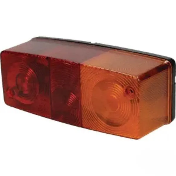 Farol traseiro retangular, âmbar/vermelho 158x50x63mm