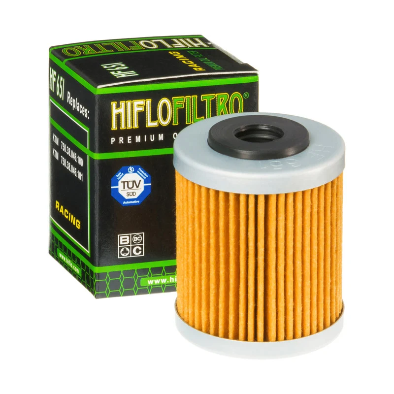 Filtro de Óleo HIFLOFILTRO HF651 para KTM 690 07-24, HUSQVARNA 701 16-24, GAS GAS 700 22-24 - 1º Filtro
