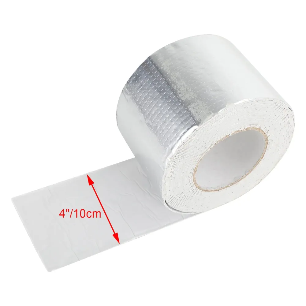 4" Fita selante para RV x 30' à prova d'água UV para reparo de vazamentos em telhados, fita selante pegajosa prateada