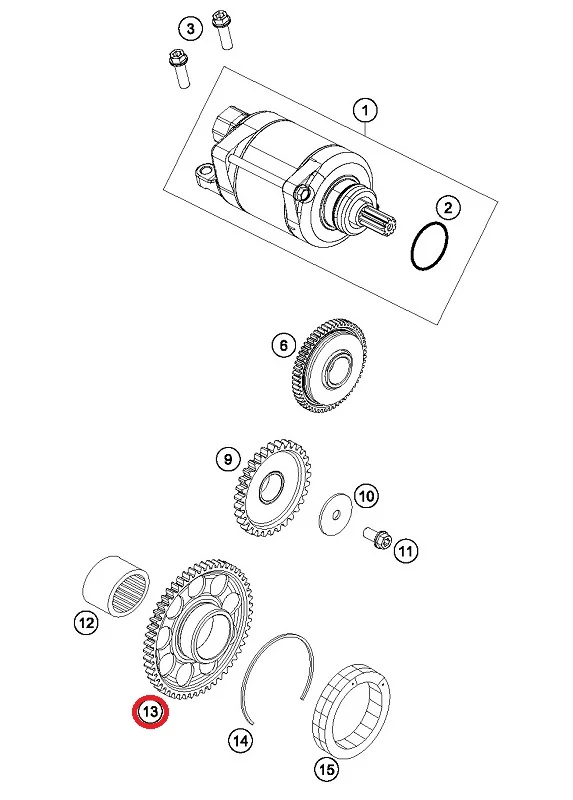 FREE WHEEL GEAR KTM EXC-F 250/350 17-18, SX-F 250/350 16-18, HUSQVARNA FC 250/350 16-18, FE 250/350 17-18