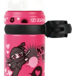 Garrafa Caramanhola 350ml Ninja Rider Rosa Com Suporte Zefal