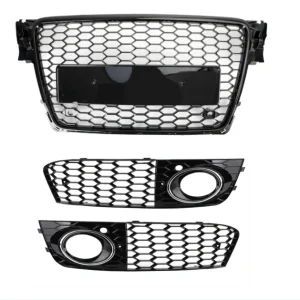 Grade hexagonal esportiva estilo colmeia Audi A4 B8 RS4 2009-2012 & Grade de ventilação aberta para farol de neblina em ma...