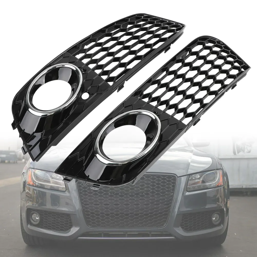 Grade hexagonal esportiva estilo colmeia Audi A4 B8 RS4 2009-2012 & Grade de ventilação aberta para farol de neblina em ma...