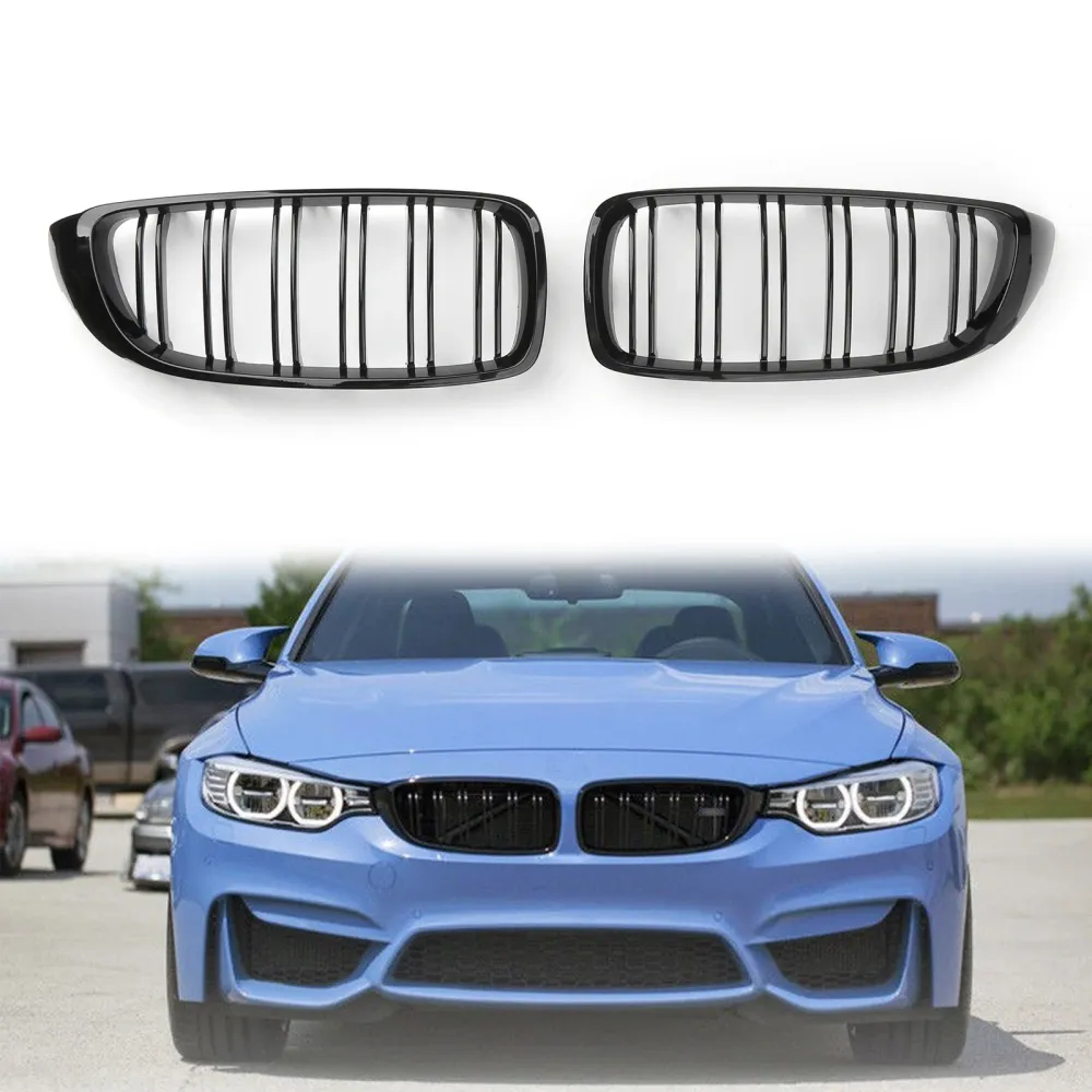 Grila de rim preto brilhante FIT BMW F32 F33 F36 F82 2014-2020 Dual Slat