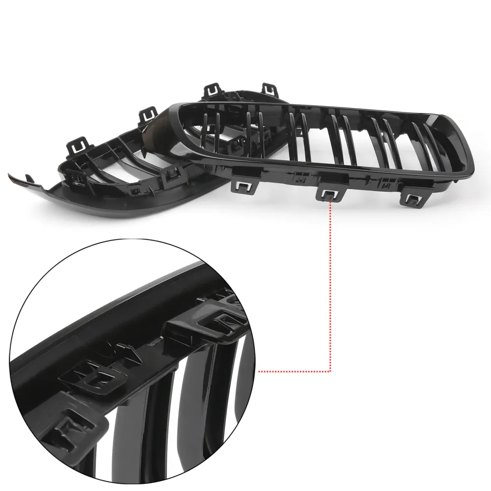 Grila de rim preto brilhante FIT BMW F32 F33 F36 F82 2014-2020 Dual Slat