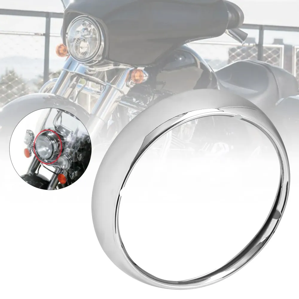 7" Guarnição de farol cromada com anel de luz para Touring Road King 67712-83A genérico