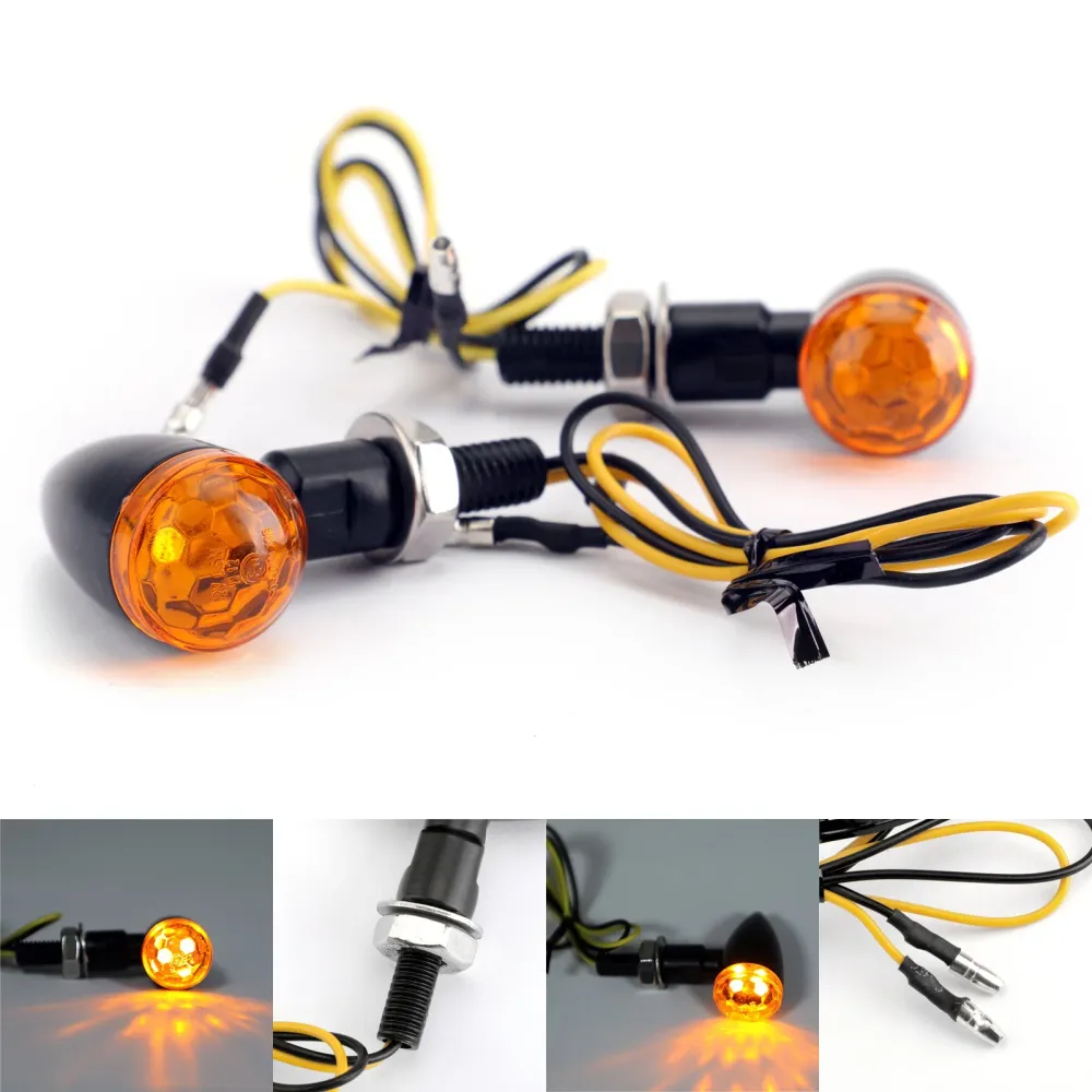2x Indicadores de sinal de lente esférica de lente de bala universal led de metal universal