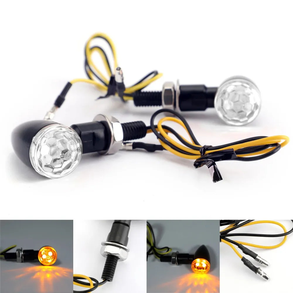 2x Indicadores de sinal de lente esférica de lente de bala universal led de metal universal