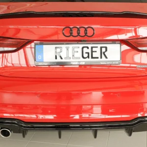 Inserto Difusor Traseiro Rieger Audi A3 8V Sedan Facelift - Preto Brilhante
