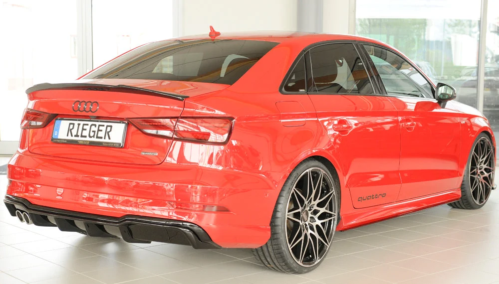 Inserto Difusor Traseiro Rieger Audi A3 8V Sedan Facelift - Preto Brilhante