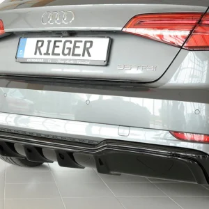 Inserto Difusor Traseiro Rieger Audi A3 8V Sportback Facelift - Preto Brilhante