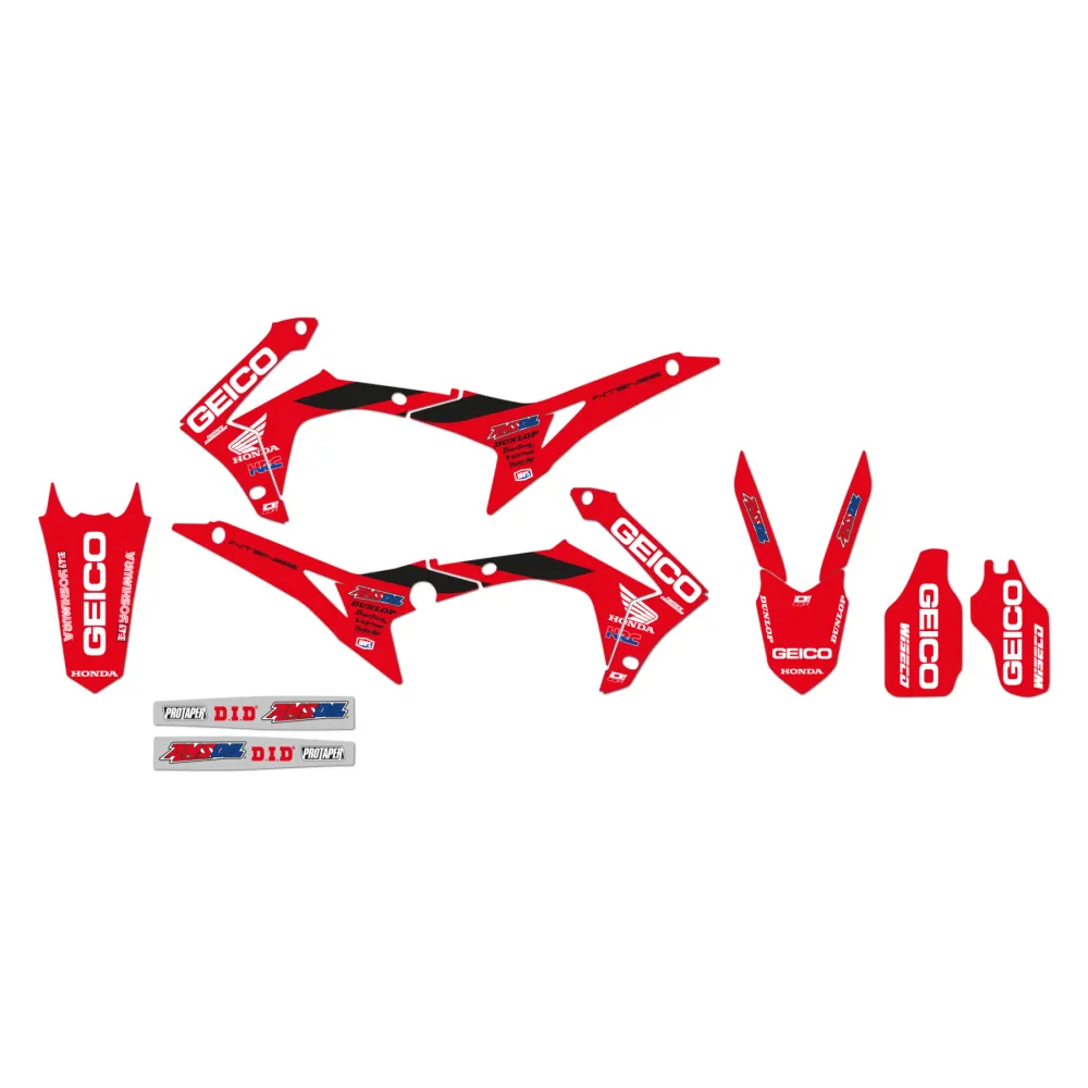 Kit de autocolantes e capa assento BLACKBIRD RÉPLICA TEAM GEICO HONDA 2019 CRF 250R 14-17 CRF 450R 13-16