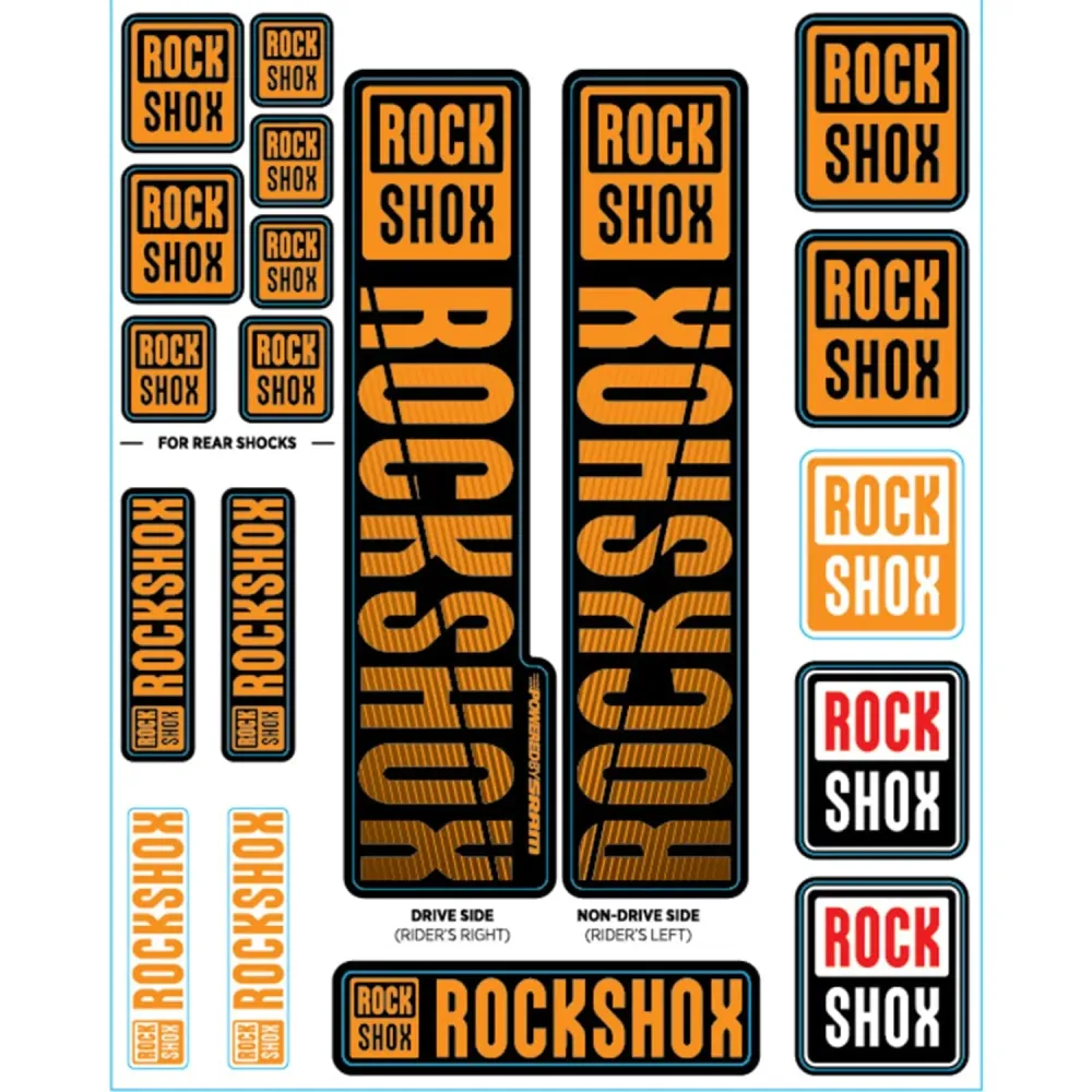 Kit de autocolantes para forquilhas ROCKSHOX Single Tee 35 mm (2018+) Laranja