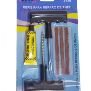 Kit Conserto E Reparo De Pneus Completo 3 Remendos Macarrão