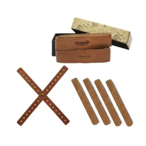 Kit Cruz de Farol, Abraçadeiras para Cabos e Punhos em Pele Vintage Tan trip Machine