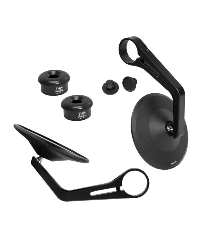 Kit Espelhos Retrovisores Bar End Rocker com Adaptadores para Moto Guzzi V7 / V9