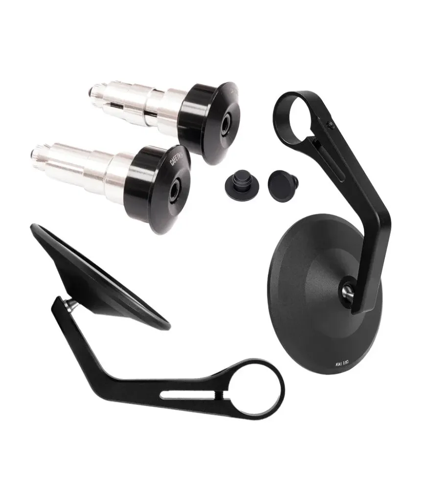 Kit Espelhos Retrovisores Bar End "Rocker" com Adaptadores de Expansão Universais para Cabos Guiador