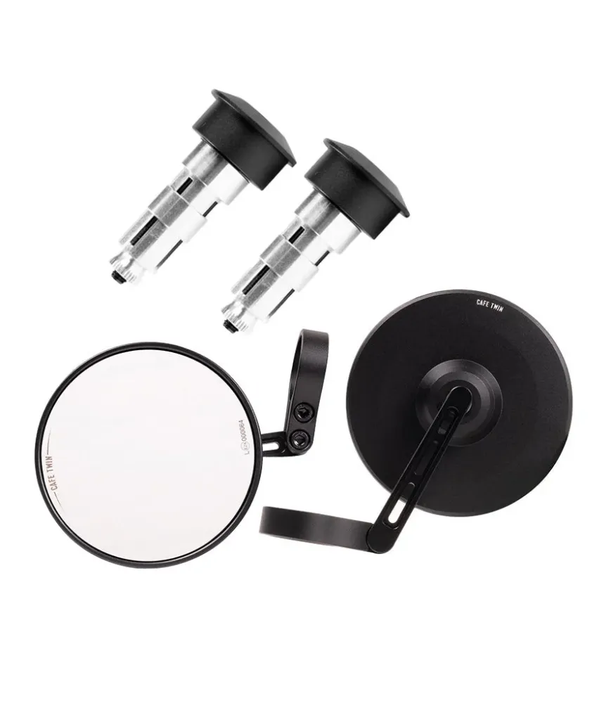 Kit Espelhos Retrovisores Bar End "Slim" com Adaptadores de Expansão Universais para Cabos Guiador
