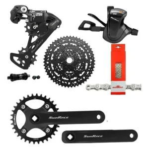 Kit Grupo Transmissão Sunrace Bike Dkm 1X9V Cassete 11/50