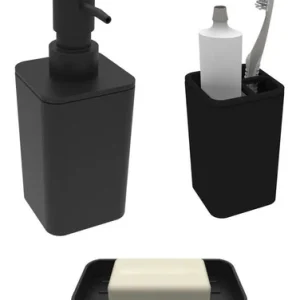 Kit Lavabo 3 Peças Porta Escova Sabonete Líquido Saboneteira