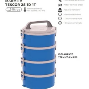 Kit Marmitas Tekcor 2 Simples 1 Dupla 1 Tripla Azul Soprano