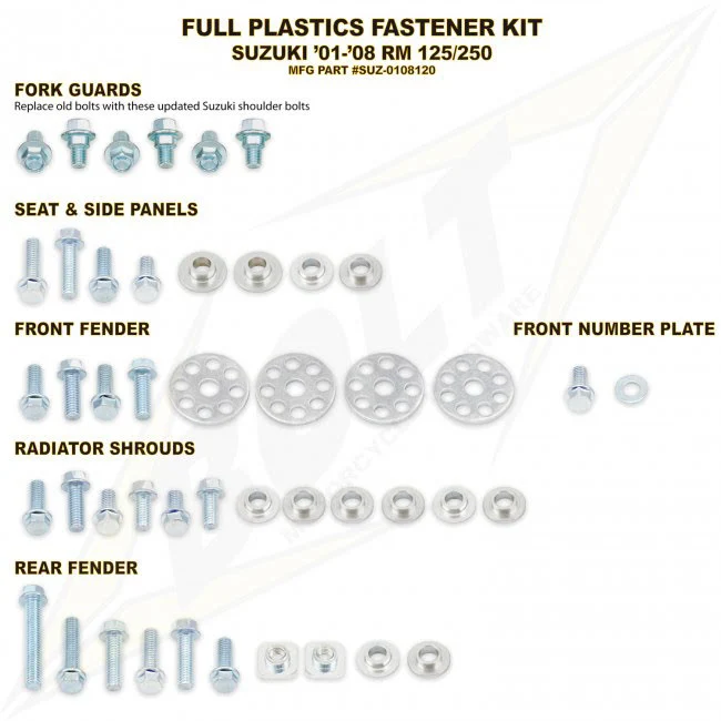 KIT DE PARAFUSOS PARA PLÁSTICOS BOLT SUZUKI RM 125/250 2001-2008