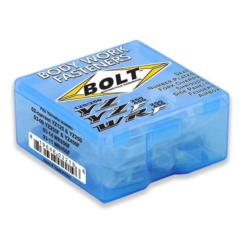 Kit Parafusos Plásticos BOLT YAMAHA YZ 125/250 02-21, YZ 250F 03-09, YZ 450F 03-11, WR 250F 03-14, WR 450F 03-11
