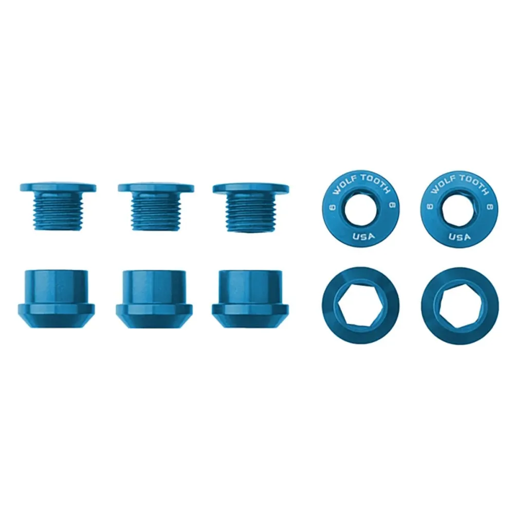 5 kit de parafusos e porcas M8x6 mm WOLF TOOTH 1X Blue para pedaleira