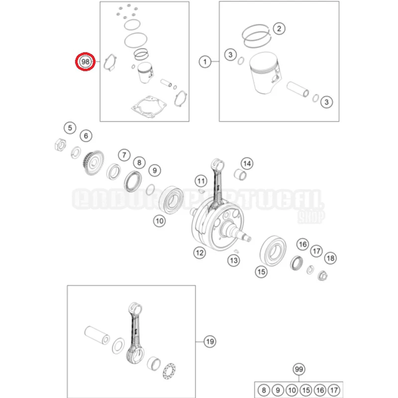 Kit Pistão KTM EXC 300 TPI 18-23 - Tamanho 1