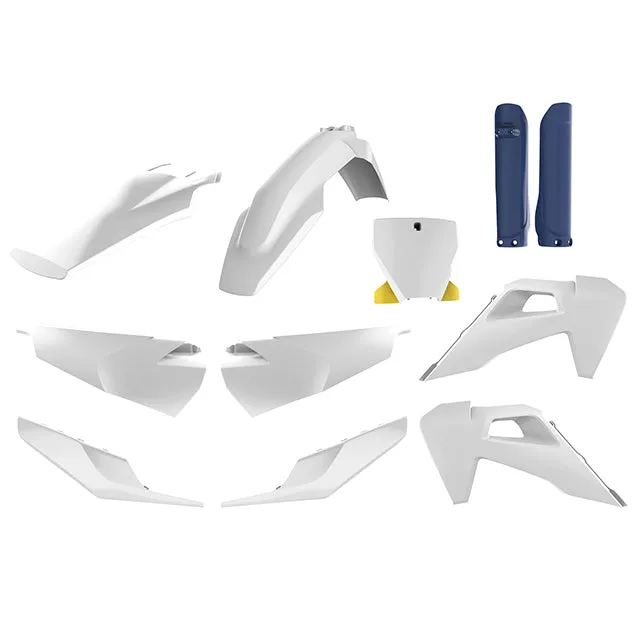 Kit de plásticos TC125/250 FC250/350/450 19-22 Polisport - OEM branco-amarelo-azul