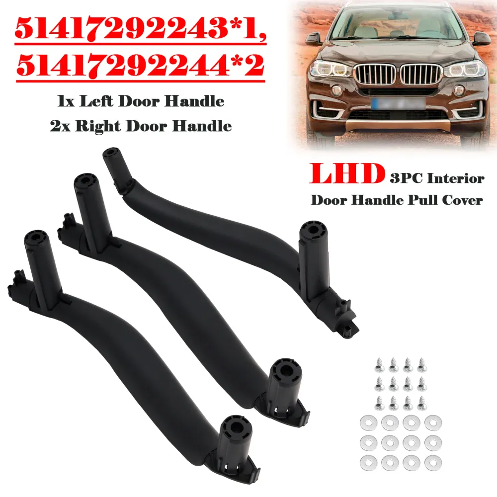 LHD 3PC Interior Door Handle Pull Cover BMW X5 F15 X6 F16 2014-2018