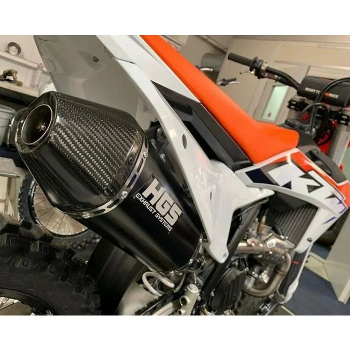 LINHA ESCAPE COMPLETA HGS PRETO TAMPA CARBONO KTM SX-F 250 2023-2026