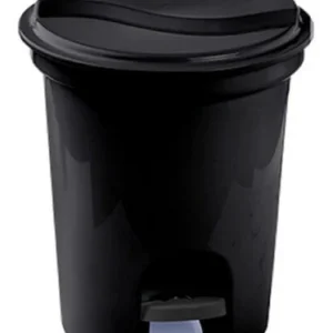 Lixeira Com Pedal 13 Litros Redonda Preto Plasvale