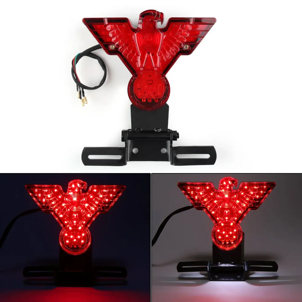 Lâmpada de luz traseira de águia da motocicleta LED com prato para harley hhopper bobbe, 2 cor genérico