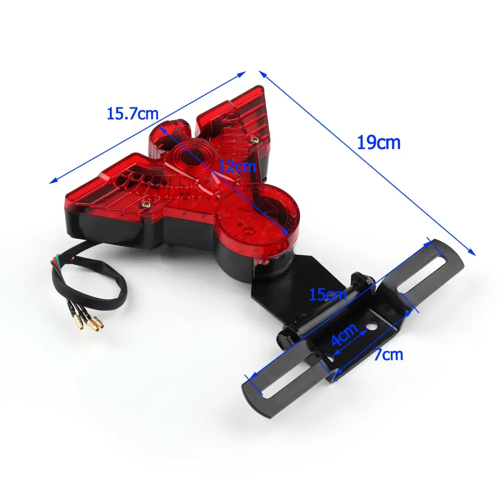 Lâmpada de luz traseira de águia da motocicleta LED com prato para harley hhopper bobbe, 2 cor genérico