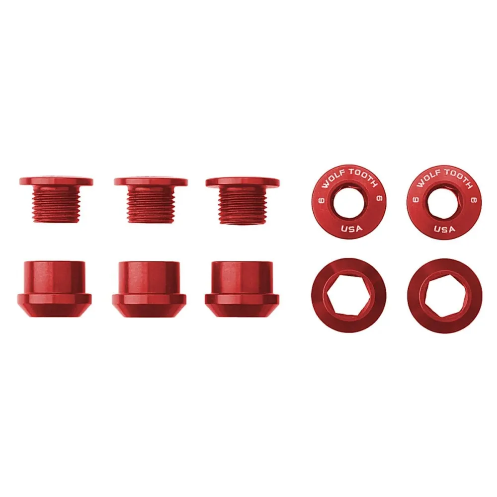5 M8x6 mm WOLF TOOTH 1X Conjunto de parafusos e porcas para pedivela vermelho