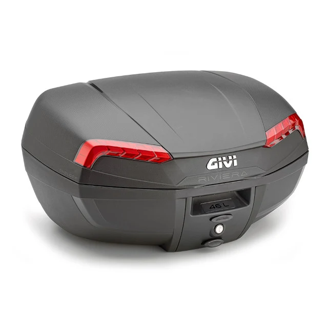 Mala Monolock Riviera tampa preta - catadióptricos vermelhos 46 Litros Givi